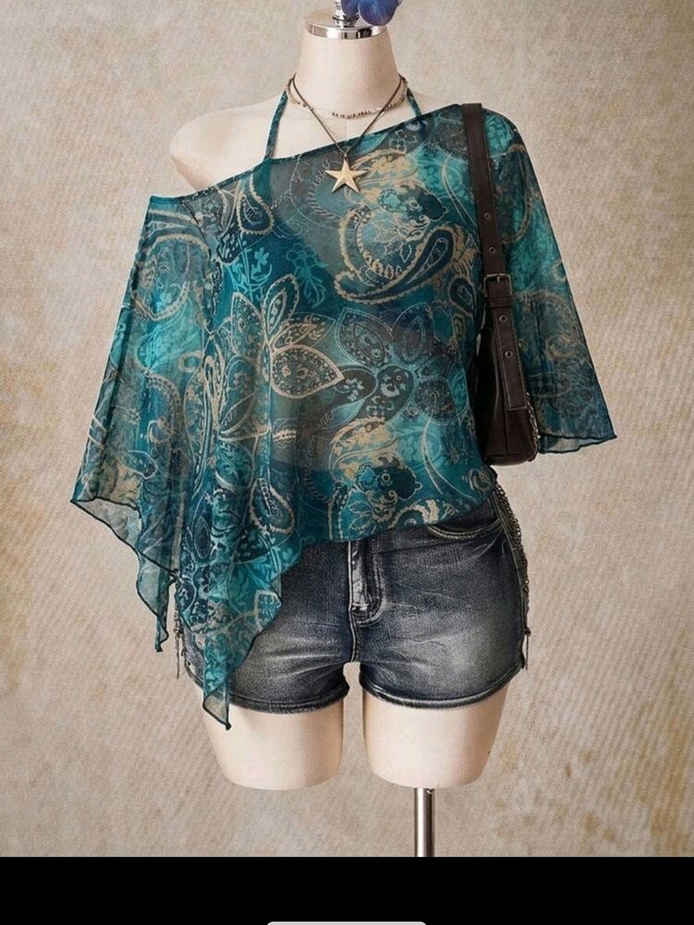 🔥New sheer lightweight chiffon poncho overlay blouse style🔥